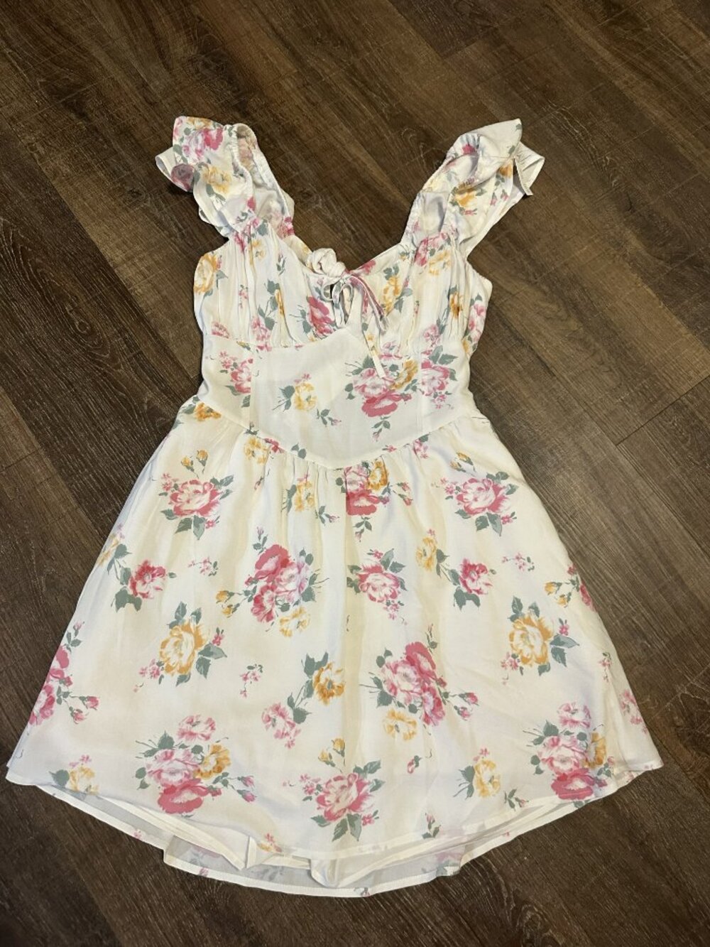 Hollister Cream Ruffle Babydoll Mini Dress Size Large